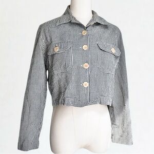 Vintage 90’s Talbots Cropped Gingham Jacket Size Small